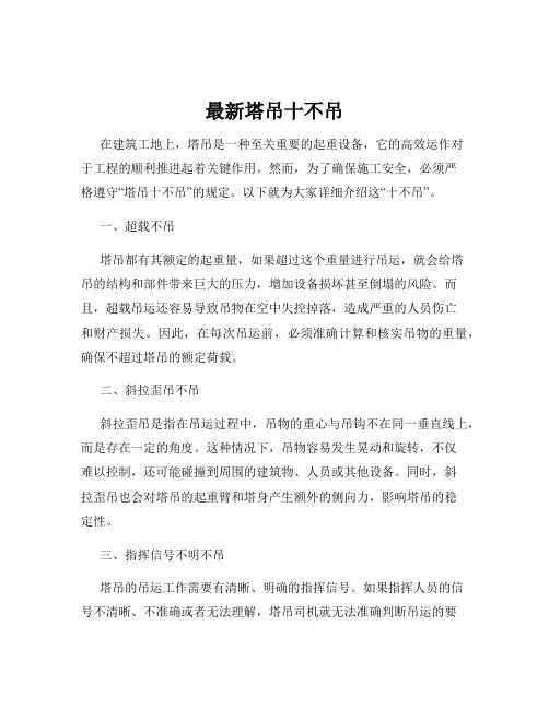 最新塔吊十不吊