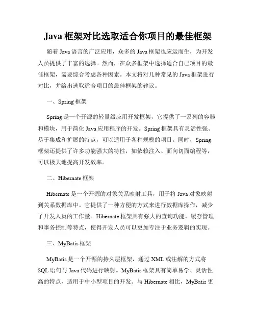 Java框架对比选取适合你项目的最佳框架