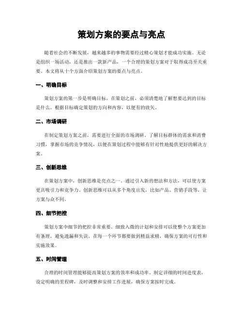 策划方案的要点与亮点