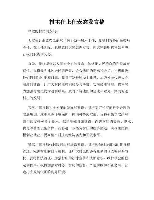 村主任上任表态发言稿