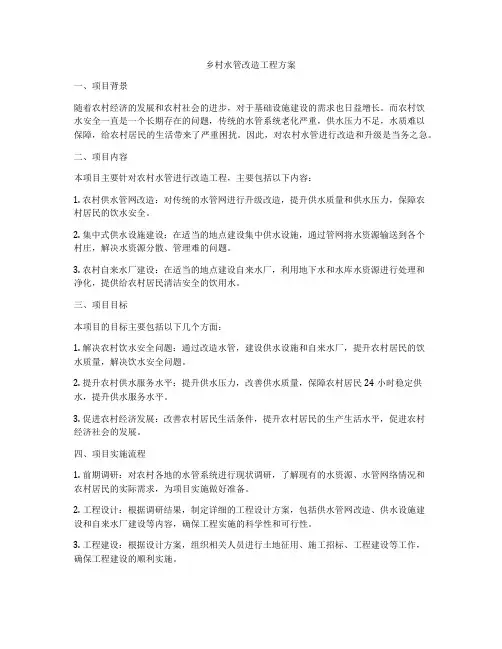 乡村水管改造工程方案
