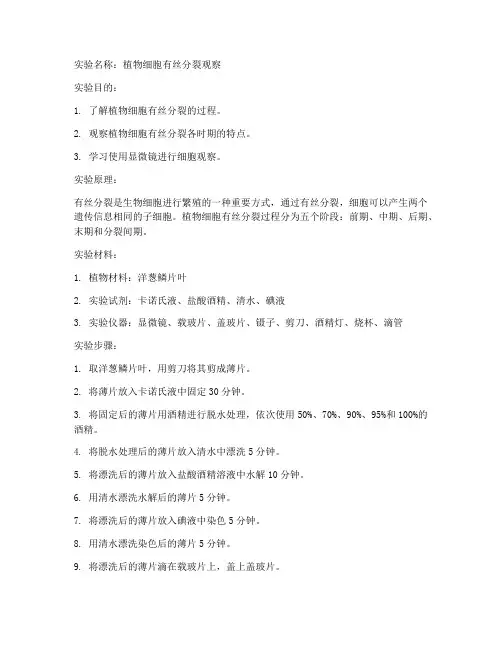 生物实验报告范例