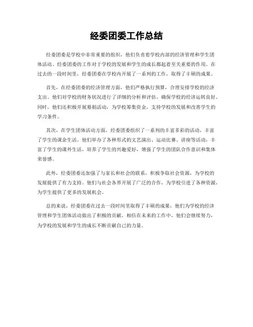 经委团委工作总结