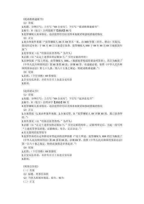 电大本科法学法律文书全部写作答案