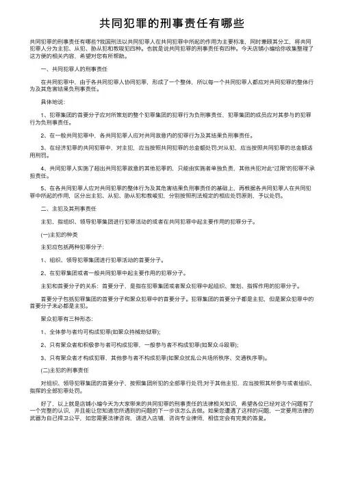共同犯罪的刑事责任有哪些