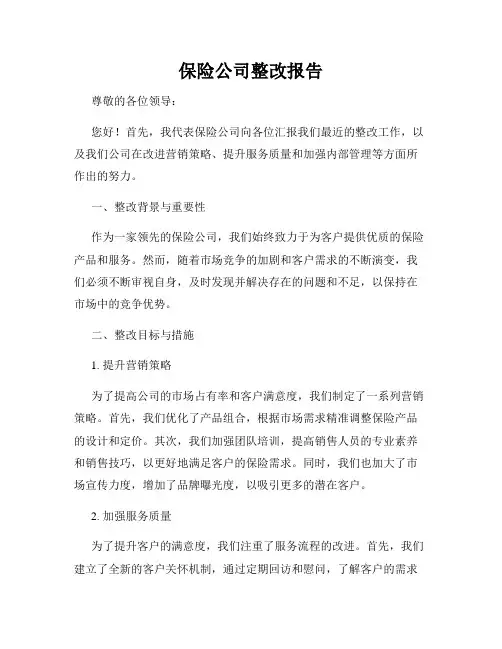 保险公司整改报告