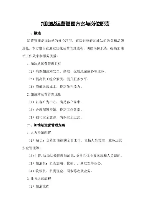 加油站运营管理方案与岗位职责
