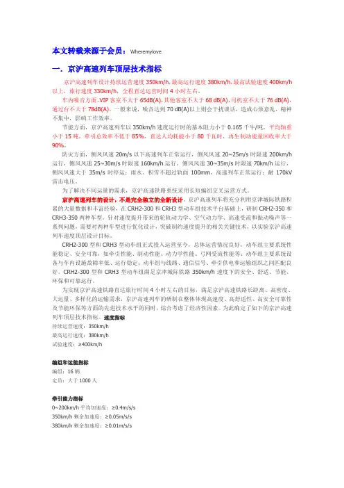 京沪高速列车技术指标_动车论坛_