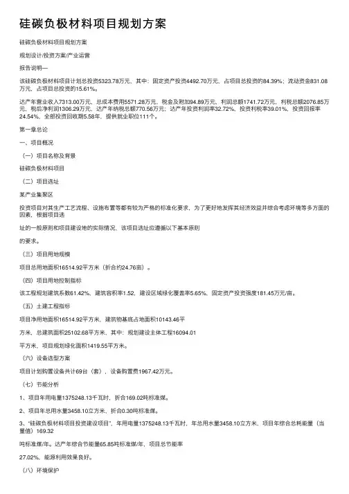 硅碳负极材料项目规划方案