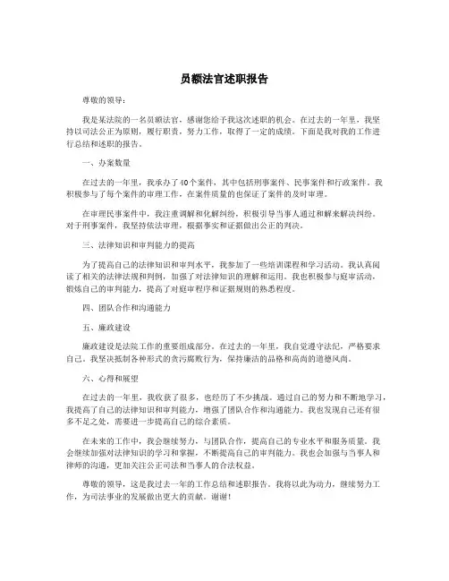 员额法官述职报告