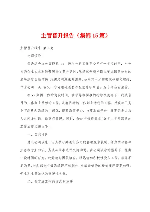 主管晋升报告(集锦15篇)