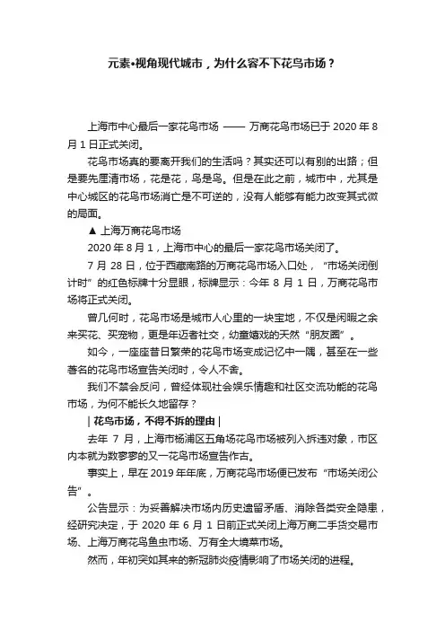 元素·视角现代城市，为什么容不下花鸟市场？