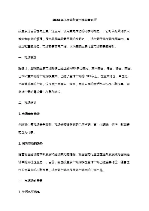 2023年抗生素行业市场前景分析
