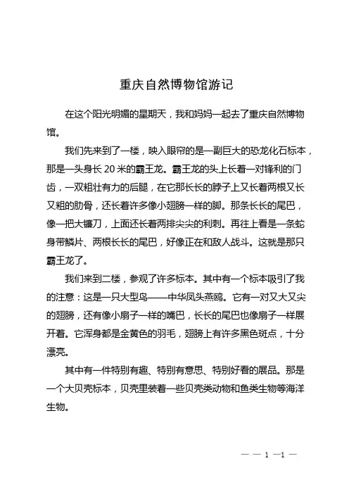 重庆自然博物馆游记