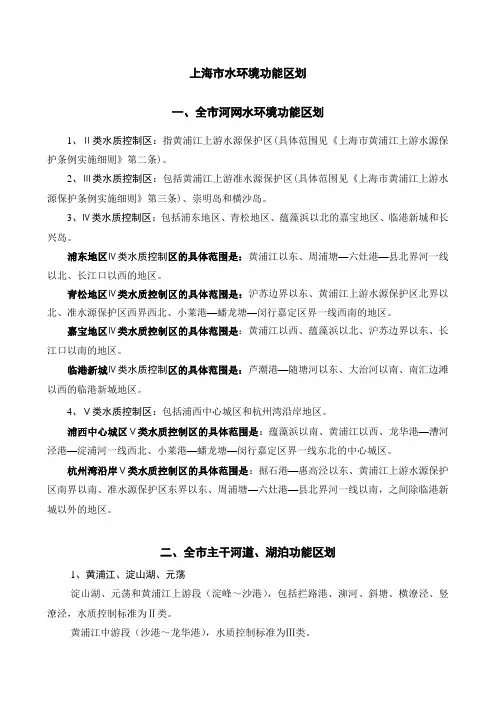 上海市水环境功能区划