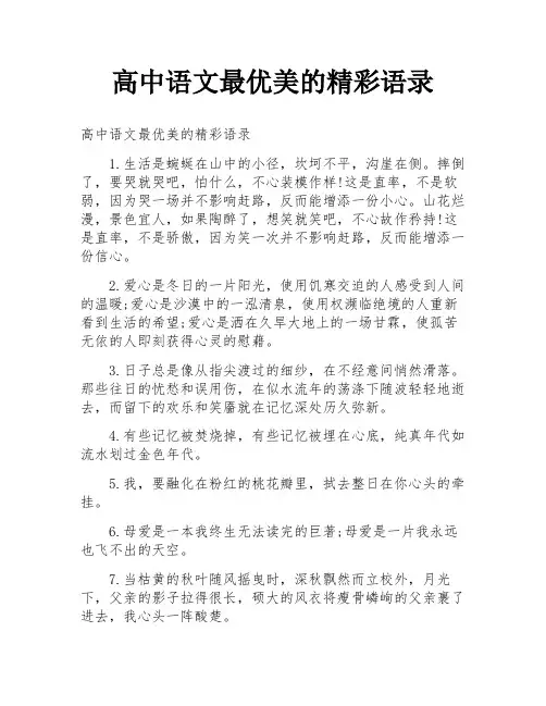 高中语文最优美的精彩语录