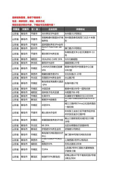 新版山东省青岛市SPA企业公司商家户名录单联系方式地址大全183家