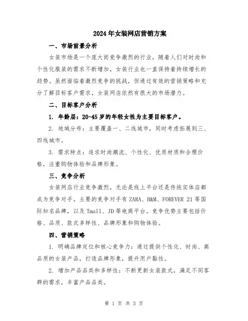 2024年女装网店营销方案