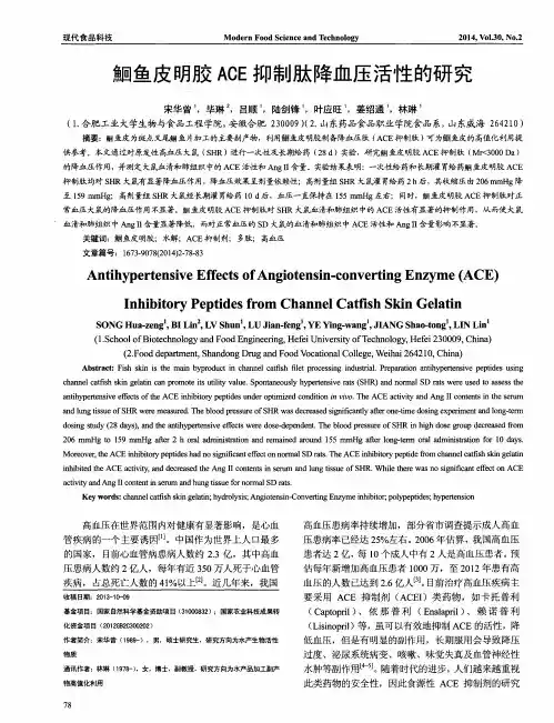 鮰鱼皮明胶ACE抑制肽降血压活性的研究
