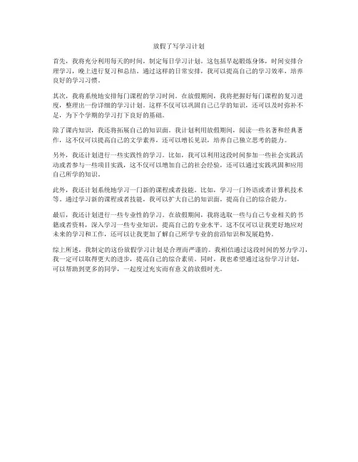 放假了写学习计划