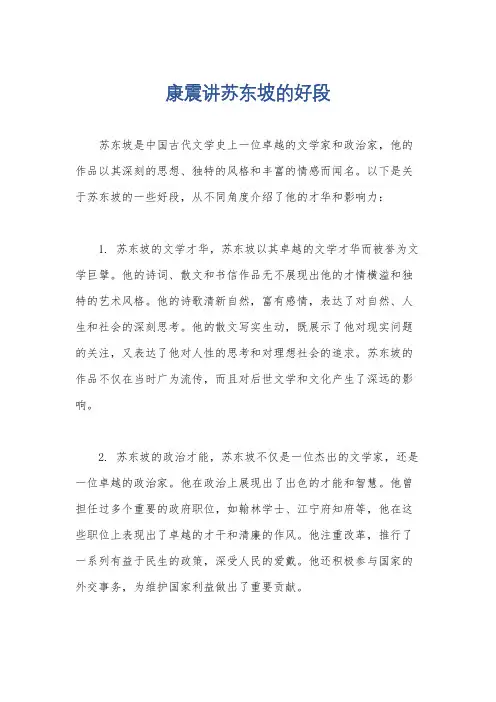 康震讲苏东坡的好段