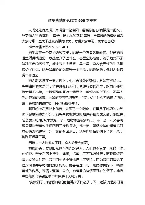 感受真情优秀作文600字左右