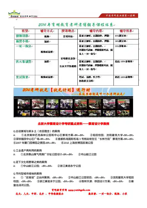 育明考研：北京大学景观设计学考研重点资料——景观设计学案例总结