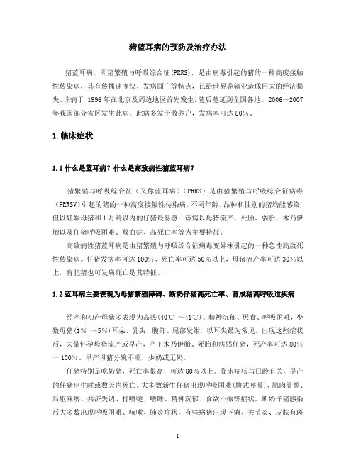 猪蓝耳病的预防及治疗办法