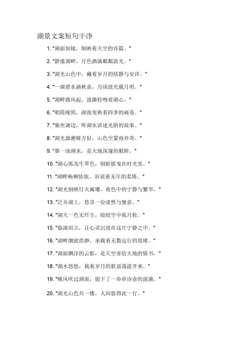 湖景文案短句干净-详细解释说明