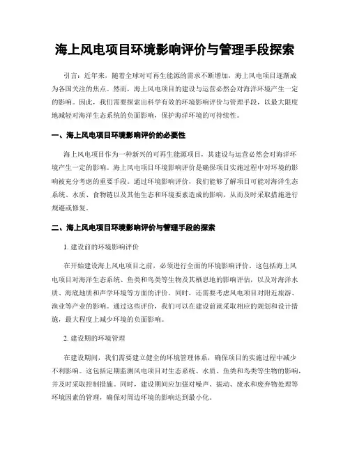 海上风电项目环境影响评价与管理手段探索