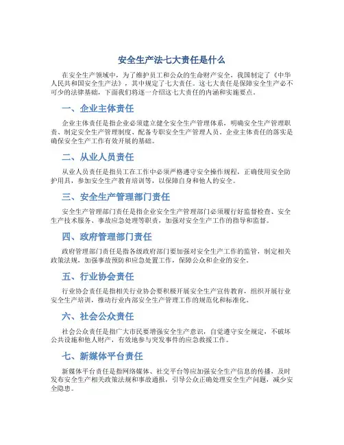安全生产法七大责任是什么