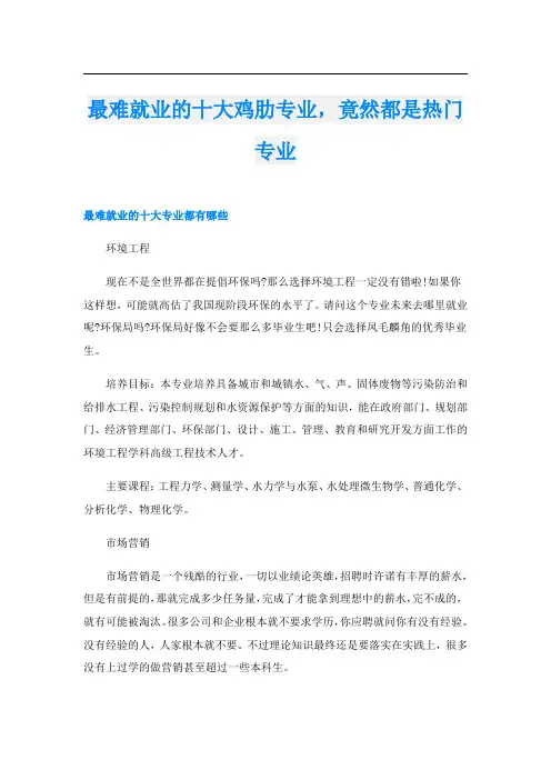 最难就业的十大鸡肋专业,竟然都是热门专业