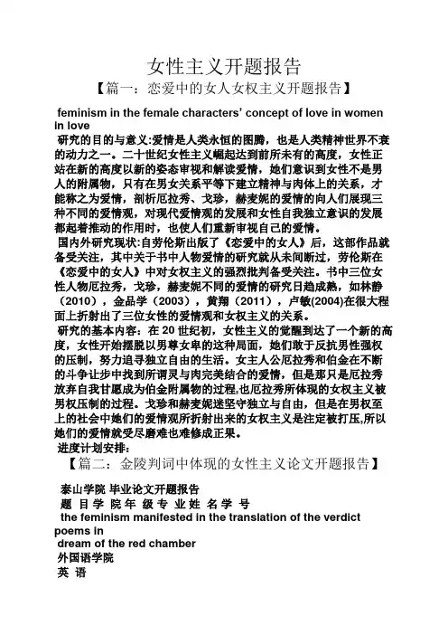 工作报告之女性主义开题报告