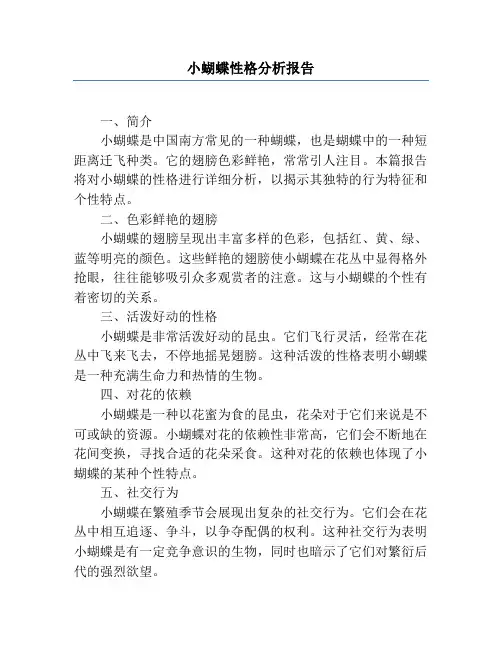 小蝴蝶性格分析报告