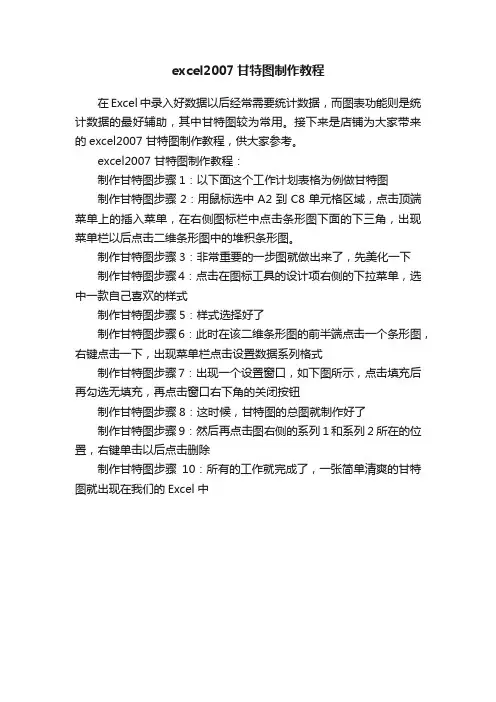 excel2007甘特图制作教程