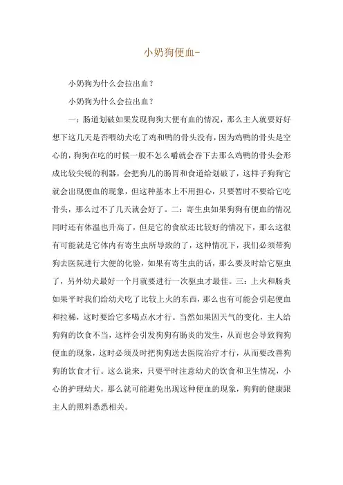 小奶狗便血--小奶狗为什么会拉出血？