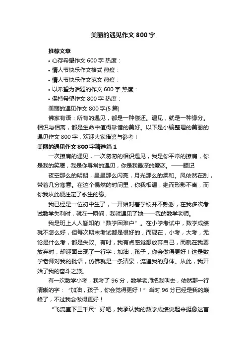 美丽的遇见作文800字（5篇）