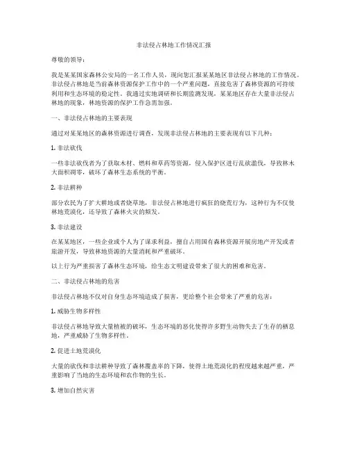非法侵占林地工作情况汇报