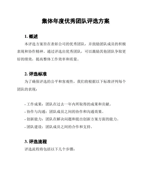 集体年度优秀团队评选方案