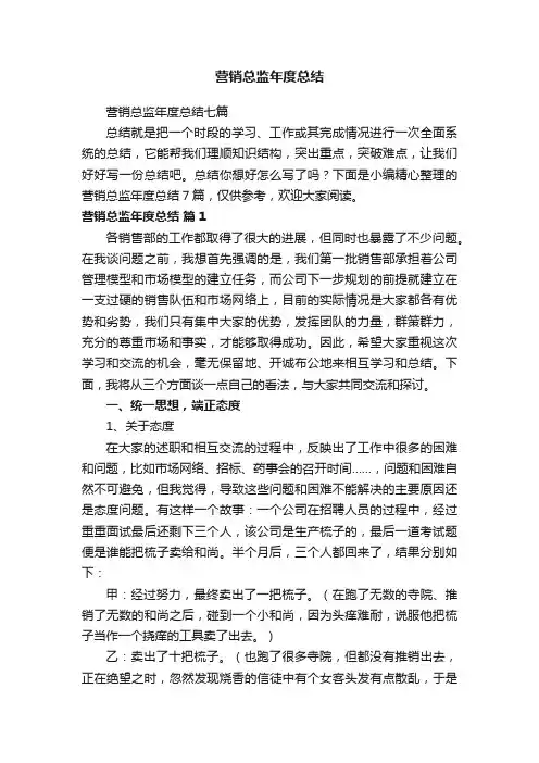 营销总监年度总结七篇