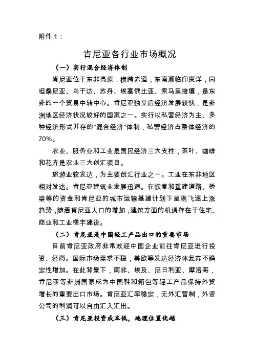 肯尼亚各行业场概况