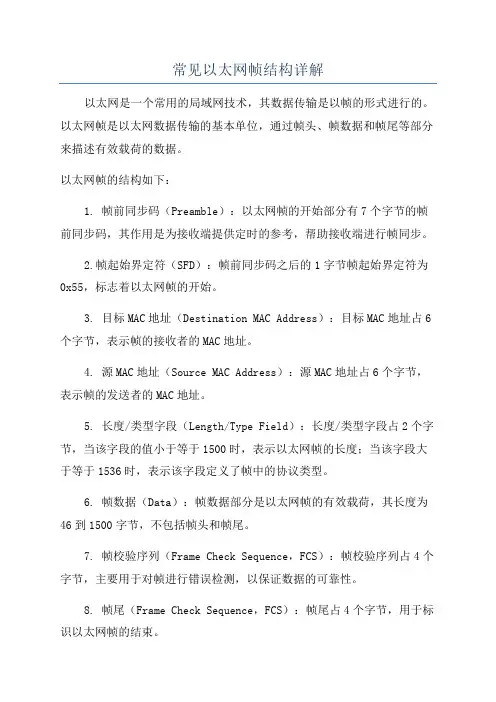 常见以太网帧结构详解