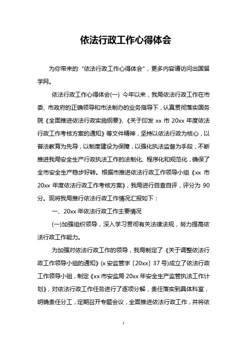 依法行政工作心得体会