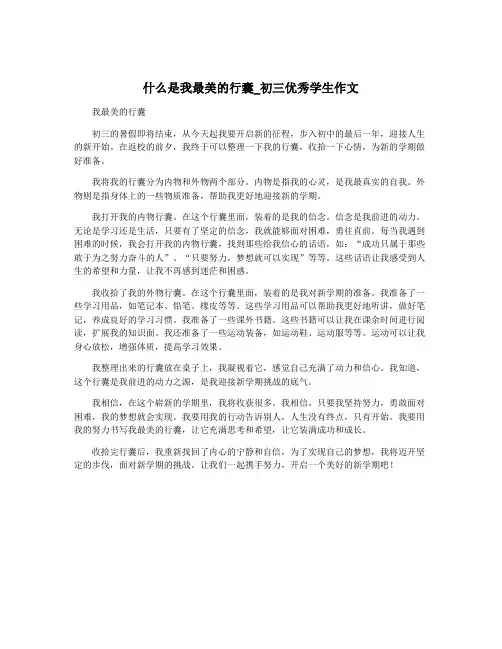 什么是我最美的行囊_初三优秀学生作文