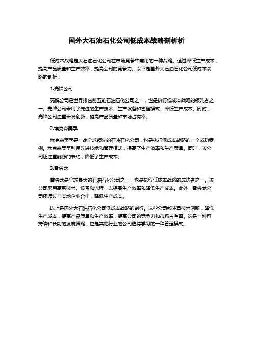 国外大石油石化公司低成本战略剖析析