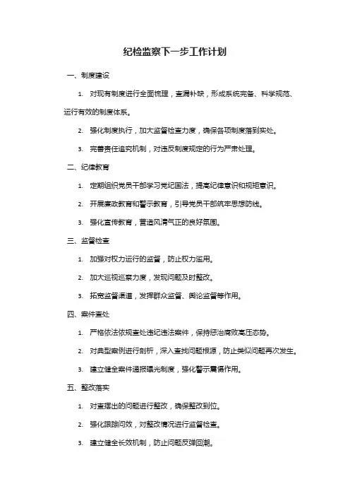 纪检监察下一步工作计划