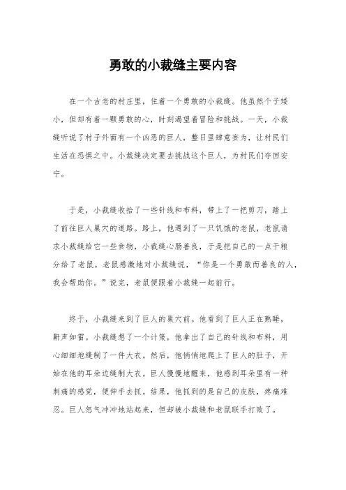 勇敢的小裁缝主要内容