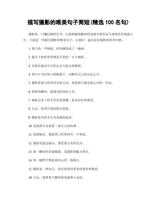 描写摄影的唯美句子简短(精选100句)