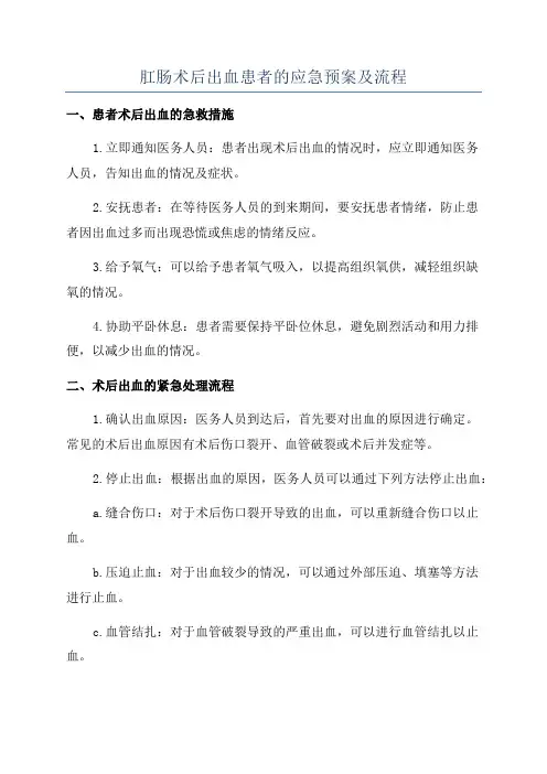 肛肠术后出血患者的应急预案及流程