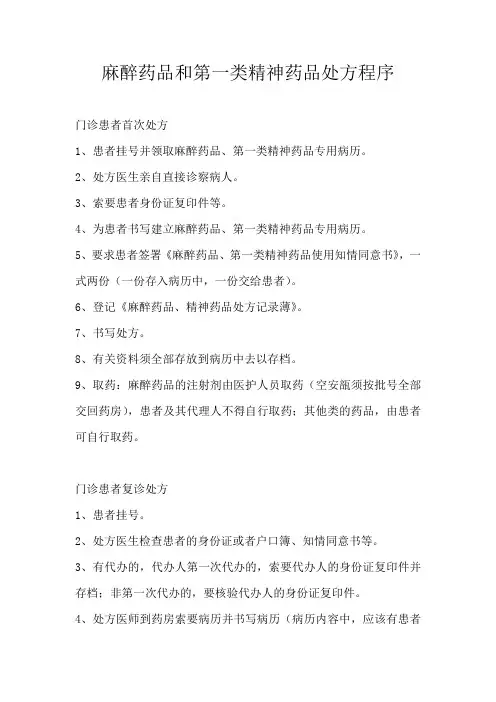 麻醉药品和第一类精神药品处方程序
